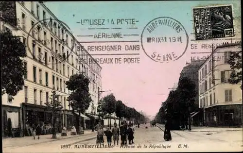 Ak Aubervilliers Seine Saint Denis, Avenue de la Republique