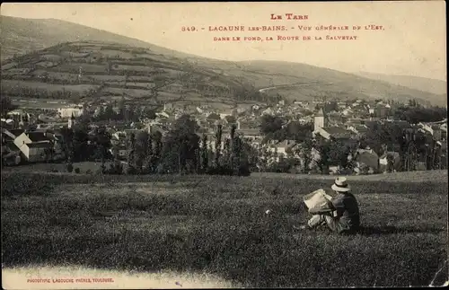 Ak Lacaune les Bains Tarn, Vue générale de l'Est, Route de la Salvetat, Mann