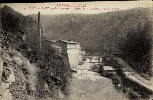 Ak Pont de Larn Mazamet environs Tarn, Usine Jules Cormouls, Fabrik, Brücke