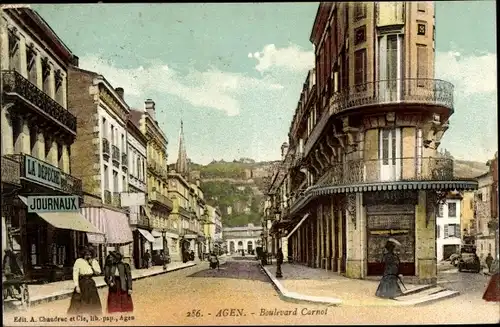 Ak Agen Lot et Garonne, Boulevard Carnot, Journal La Depeche
