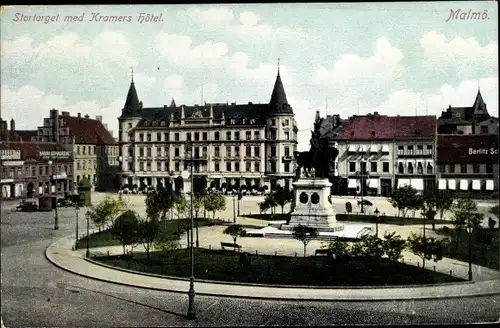 Ak Malmö Schweden, Stortorget med Kramers Hotel