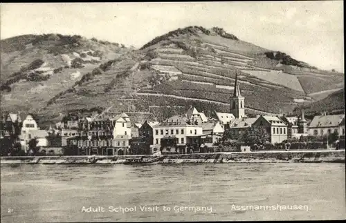 Ak Assmannshausen Rüdesheim am Rhein, Blick auf den Ort