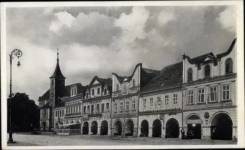 Ak Domažlice Taus Reg. Pilsen, Marktplatz