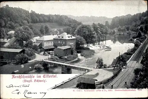 Ak Pöhl Vogtland, Rentzschmühle im Elstertal, Bahnstrecke