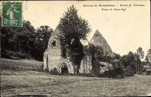Ak Mondoubleau Loir et Cher, Ruines de Gueriteau, Route de Saint Agil