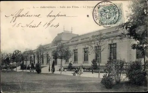 Ak Aubervilliers Seine Saint Denis, Salle des Fetes, Le Square