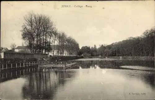 Ak Juilly Seine et Marne, College, Etang