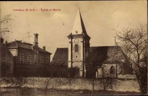 Ak Jossigny Seine et Marne, Eglise, Mairie