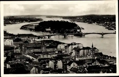 Ak Budapest Ungarn, Panorama der St. Margaretheninsel