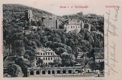 Relief Ak Heidelberg am Neckar, Blick von der Hirschgasse