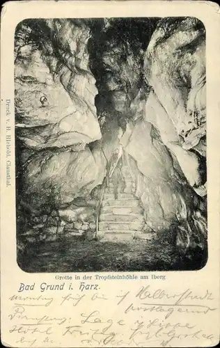 Ak Bad Grund im Harz, Grotte, Tropfsteinhöhle am Iberg