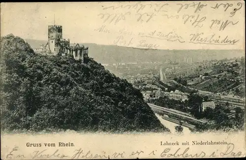 Ak Lahnstein im Rhein Lahn Kreis, Lahneck mit Niederlahnstein