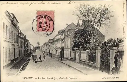 Ak Évreux Eure, La Rue Saint Léger, Route de Louviers