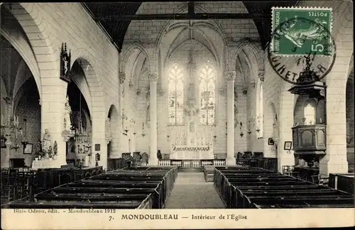 Ak Mondoubleau Loir et Cher, Interieur de l'eglise