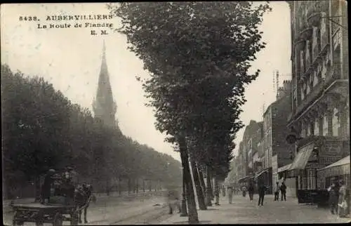 Ak Aubervilliers Seine Saint Denis, La Route de Flandre, tour