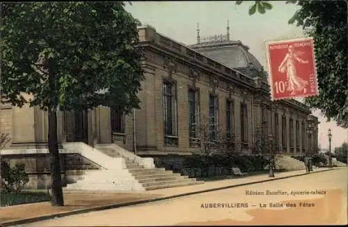 Ak Aubervilliers Seine Saint Denis, La Salle des Fetes