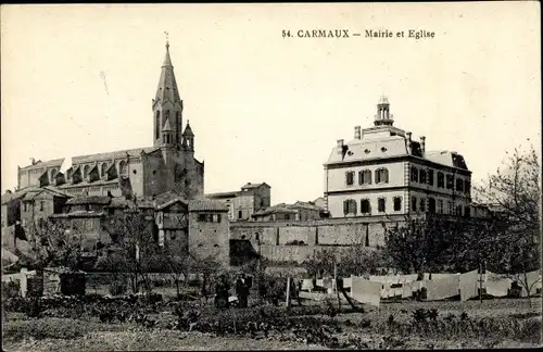 Ak Carmaux Tarn, Mairie et Eglise, Rathaus, Kirche