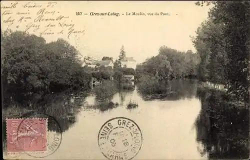 Ak Grez sur Loing Seine et Marne, Le Moulin, Vue du Pont