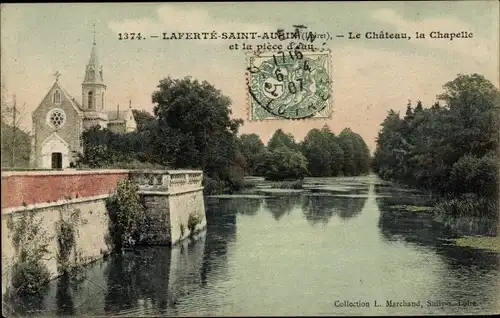 Ak La Ferté Saint Aubin Loiret, Le Château, la Chapelle et la pièce d'eau