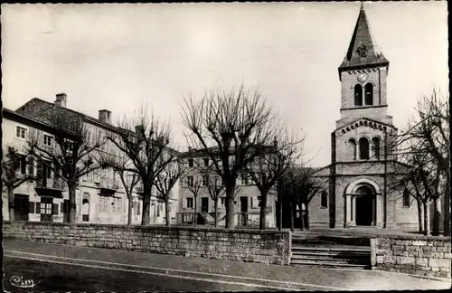 Ak Limonest Rhône, Église, Mairie et Place