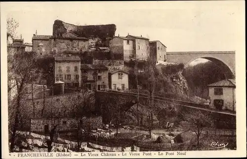 Ak Francheville Rhône, Le vieux Château, les Ponts
