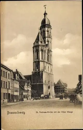 Ak Braunschweig in Niedersachsen, Andreaskirche, Alte Waage