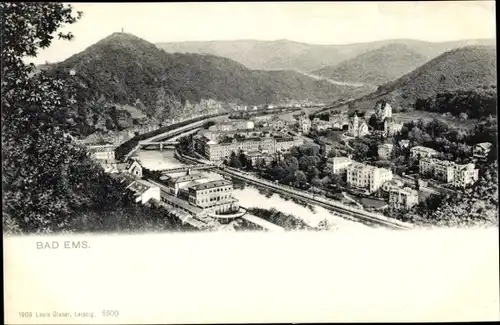 Ak Bad Ems an der Lahn, Blick auf den Ort