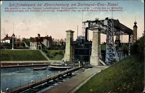 Ak Waltrop im Ruhrgebiet, Schiffshebewerk Henrichenburg am Dortmund Ems Kanal