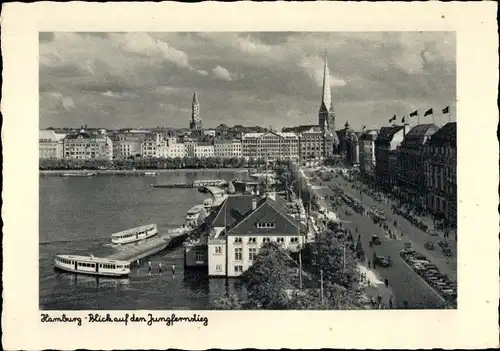 Ak Hamburg, Blick auf den Jungfernstieg, Alsterpavillon, Stadtbild