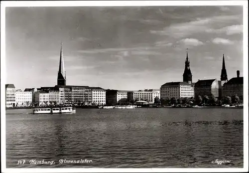 Ak Hamburg, Binnenalster mit Jungfernstieg