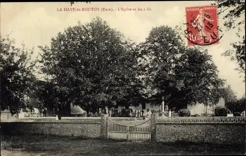 Ak La Haye de Routot, Église et les 2 Ifs