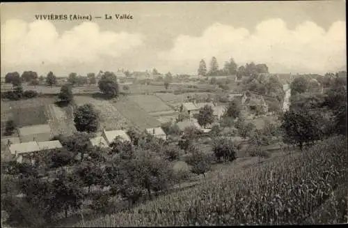 Ak Vivieres Aisne, La Vallee, Vue générale