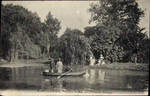 Ak Montfermeil Seine Saint Denis, Piece d'eau de Chateau Rouge, barque