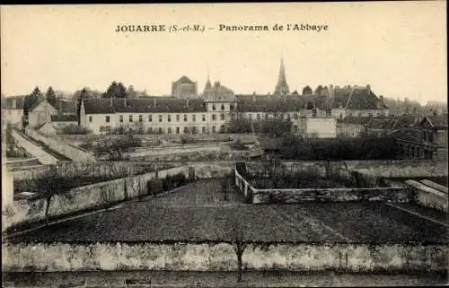 Ak Jouarre Seine et Marne, Panorama de l'Abbaye