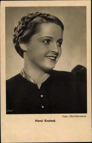 Ak Schauspielerin Hansi Knoteck, Portrait