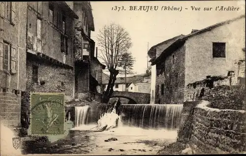 Ak Beaujeu Rhône, Vue sur l'Ardière