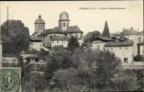 Ak Figeac Lot, Eglise Saint Sauveur