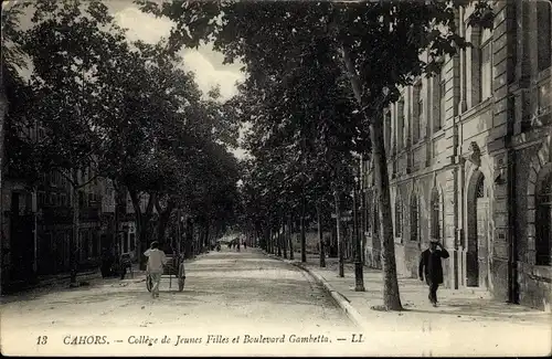 Ak Cahors Lot, College de Jeunes Filles et Boulevard Gambetta