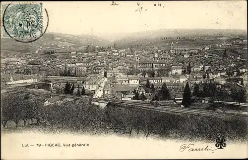 Ak Figeac Lot, Vue générale