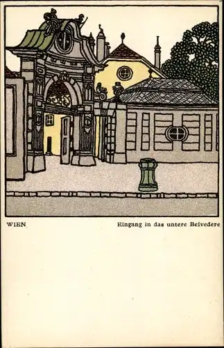 Künstler Ak Kuhn, Franz, Wiener Werkstätte, Nr 299, Eingang in das untere Belvedere