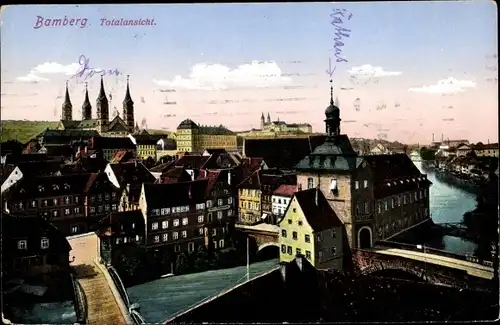 Ak Bamberg an der Regnitz Oberfranken, Totalansicht