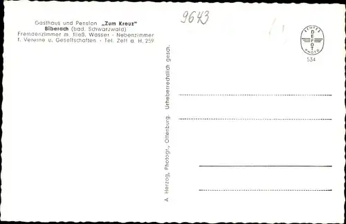 Ak Biberach im Schwarzwald, Gasthaus und Pension Zum Kreuz