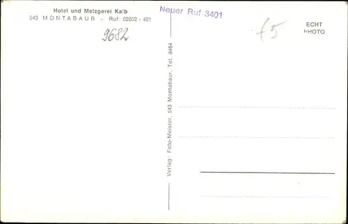 Ak Montabaur im Westerwald, Hotel und Metzgerei Kalb