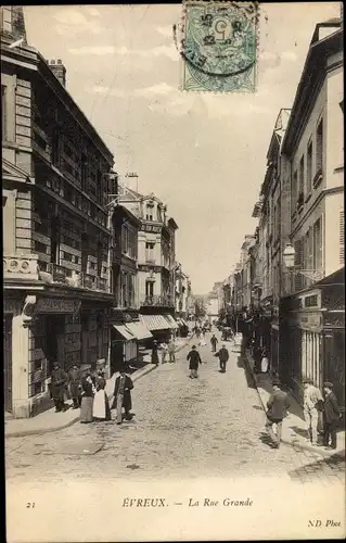 Ak Évreux Eure, La Rue Grande