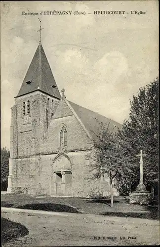 Ak Heudicourt Eure, Vue de l'Église