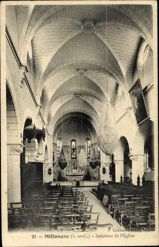 Ak Millancay Loir et Cher, Interieur de l'eglise