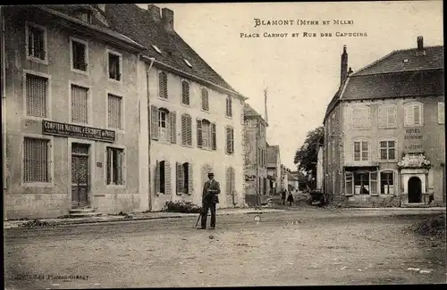 Ak Blamont Meurthe et Moselle, Place Carnot, Rue des Capucins