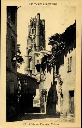 Ak Albi Tarn, Rue des Pretres, Kirchturm
