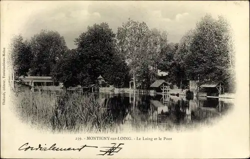 Ak Montigny sur Loing Seine et Marne, Le Loing, Le Pont