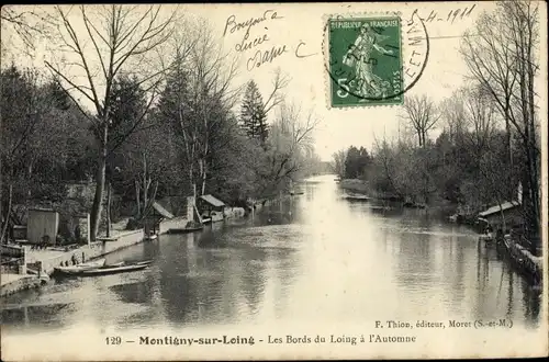 Ak Montigny sur Loing Seine et Marne, Les Bords du Loing a l'Automne